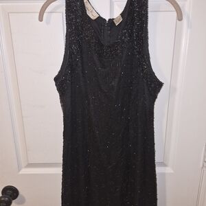 Laurence Kazar Black Beaded Backless Dress
